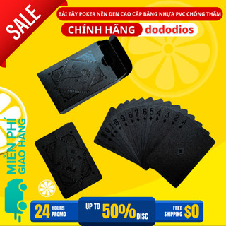 Bài tây poker nhựa cao cấp mạ nhũ màu đen chống thấm nước uốn cong chính hãng dododios