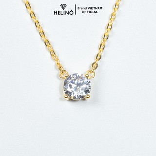 Dây chuyền bạc nữ HELINO Mạ vàng 18K mặt đá tròn 4 chấu cao cấp C43