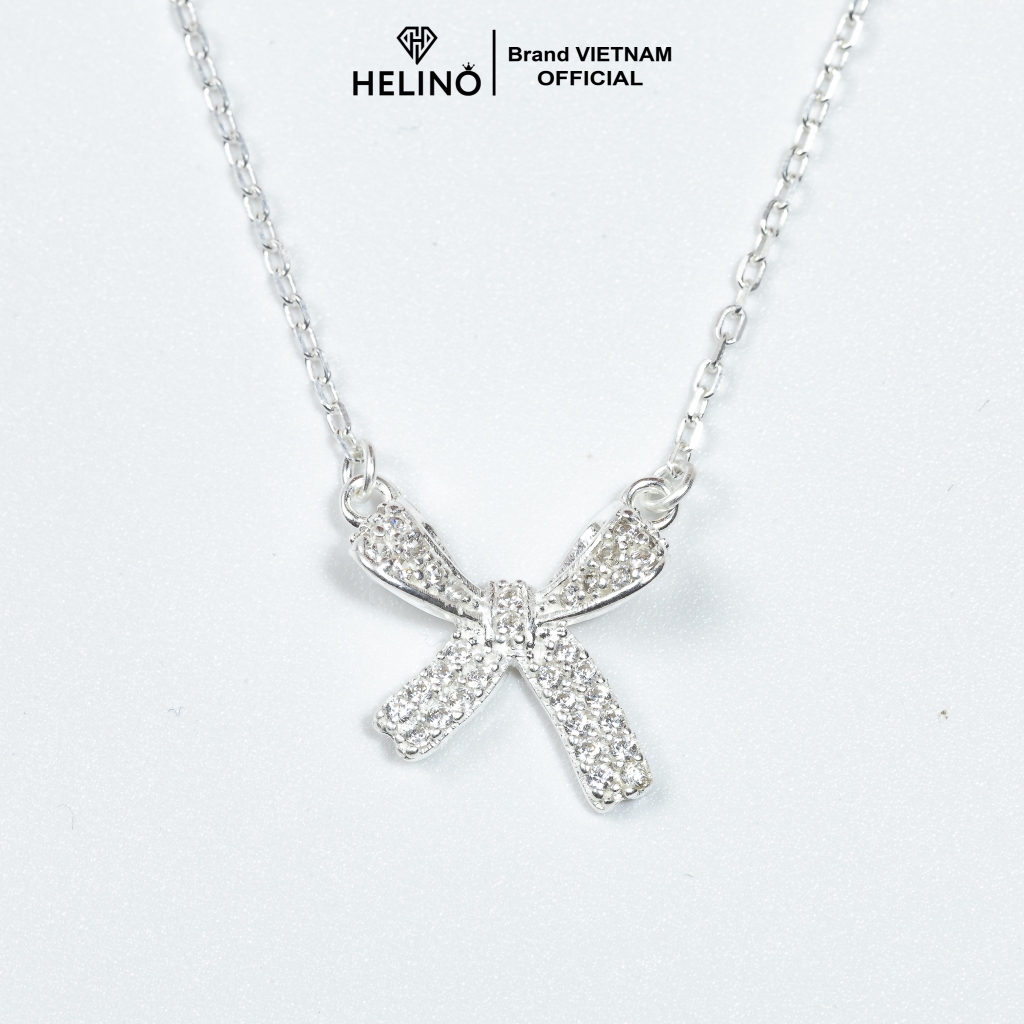 Dây chuyền bạc nữ HELINO nơ đính đá trang sức phụ kiện lấp lánh C17