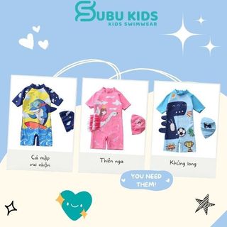 Đồ bơi bé gái, đồ bơi bé trai liền thân nhiều họa tiết bắt mắt vui nhộn tặng kèm nón bơi mẫu mới 2024