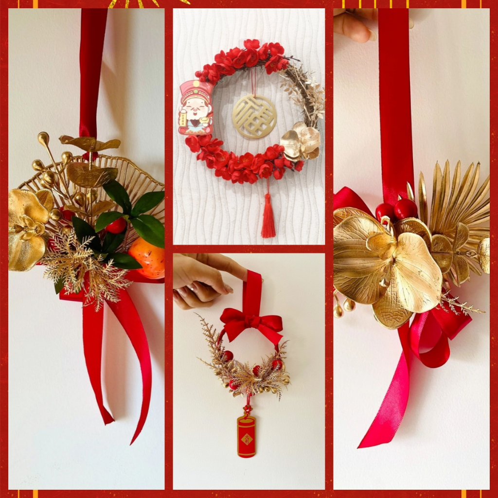 VÒNG TẾT HANDMADE DECOR TRANG TRÍ NHÀ CỬA, (TRANG TRÍ SẴN ) KN296