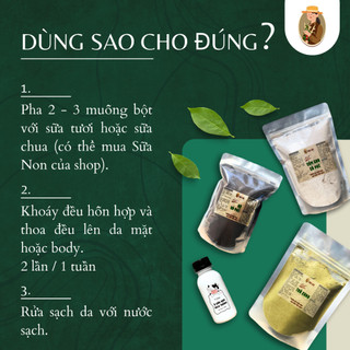 Bột Trà Xanh + Sửa Non ủ trắng đắp mặt trắng da (tặng que và cọ)