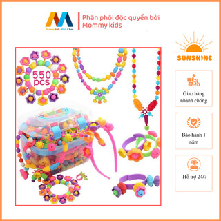 BỘ GHÉP TRANG SỨC CHO BÉ 550 CHI TIẾT, BỘ HẠT XÂU VÒNG TAY, VÒNG HẠT CƯỜM CHO BÉ TẶNG KÈM CUỘN DÂY
