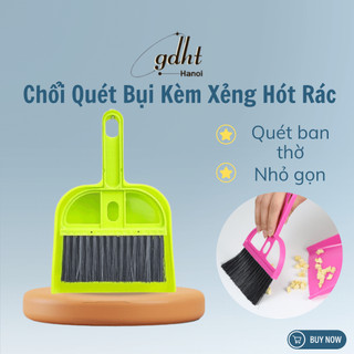 Chổi quét bụi kèm xẻng hót rác mini vệ sinh văn phòng, quét ban thờ đa năng tiện ích - Huytuan3010
