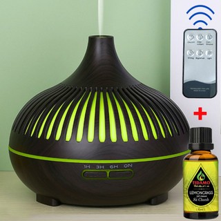   Kèm Tinh Dầu  Máy Xông Tinh Dầu 550ml Cao Cấp Cho Gia Đình và Văn Phòng Phun Sương Công nghệ siêu âm LED 7 Màu 