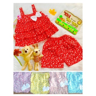 Bộ Lụa Dây Nhún Ngực Tầng Bé (6-14kg) (giao màu ngẫu nhiên)