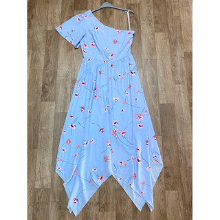 ĐẦM HOA MIDI LỆCH VAI VẠT XÉO
