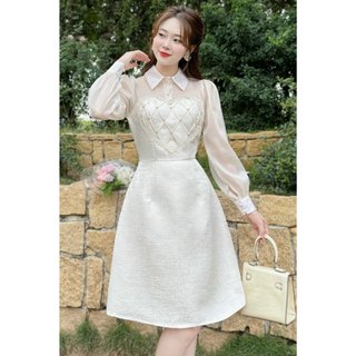 Váy tafta phối voan, đính đá thủ công ngực Cực kì sang tahe V432
