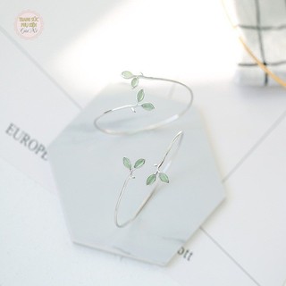 Vòng tay lá mầm xanh, bạc ý S925 cực xinh cho nữ