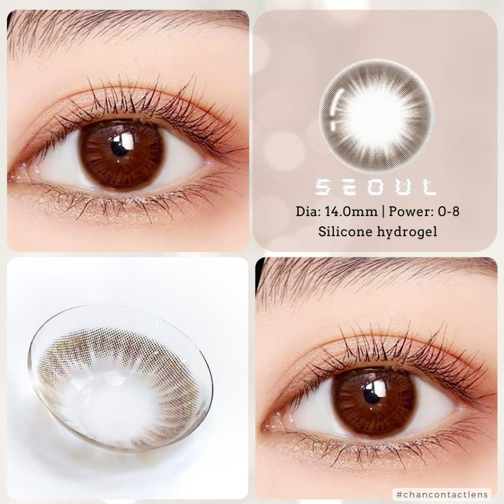 Lens tone nâu tự nhiên, giống hệt màu mắt | Gdia: 12.8mm | HSD 1 năm|Silicone | Seoul | Angeleyes