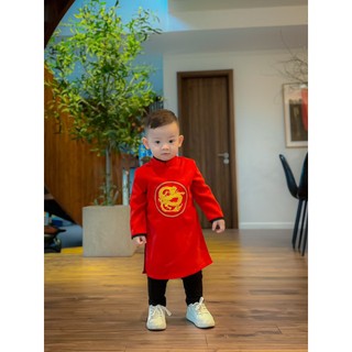 [GIÁ TỐT] Áo dài diện Tết bé trai cách tân cao cấp nhung & gấm ảnh shop chụp thật
