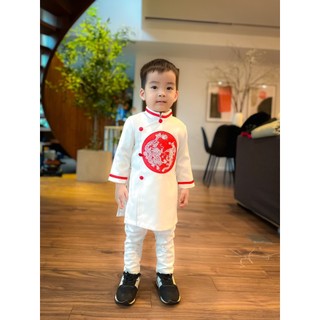 [GIÁ TỐT] Áo dài diện Tết bé trai cách tân cao cấp nhung & gấm ảnh shop chụp thật
