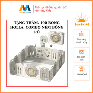 Quây cũi nhựa gấp gọn cao cấp mẫu ếch tặng 100 bóng 1 thảm, 1 combo ném bóng rổ