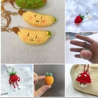 Móc khoá hoa quả trang trí cặp , túi xách