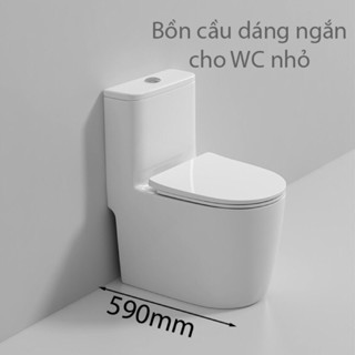 Bồn cầu liền khối dòng thân ngắn, kích thước nhỏ gọn thích hợp cho phòng nhỏ hơn 1m2 đến 2m2 hàng cao cấp nhập khẩu