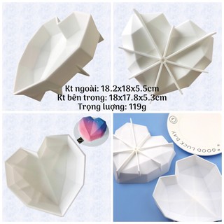 Khuôn Silicone Socola 3D Kim Cương Trái Tim Làm Bánh, Socola nhiều cỡ