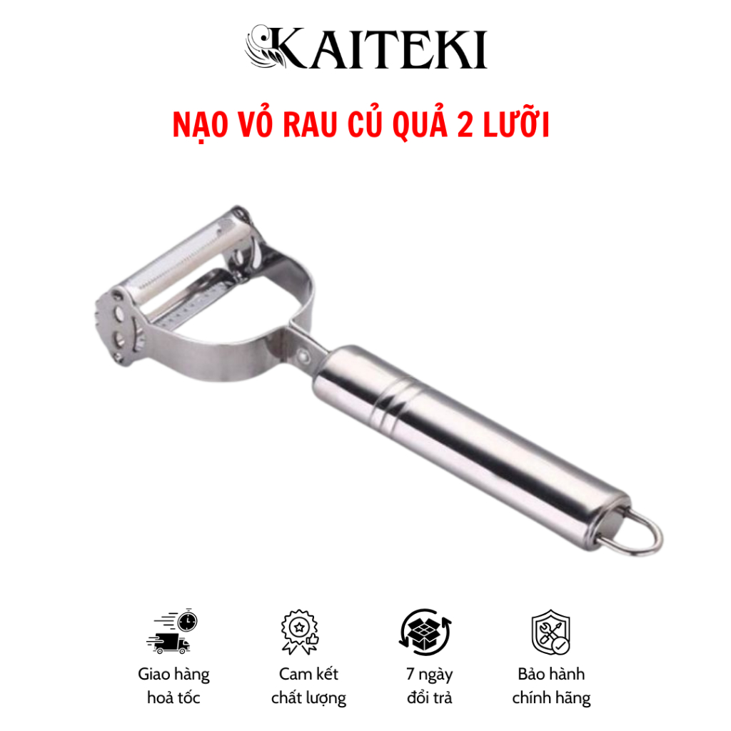 Dao Gọt Rau Củ Đa Năng 2 In 1, Inox 304 Bền Đẹp An Toàn Kaiteki