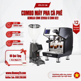 [HCM-Hàng sẵn] COMBO Máy pha cà phê Gemilai 3200B(2024) và Máy xay cà phê tự động định lượng LD022 - Bảo hành 12 tháng