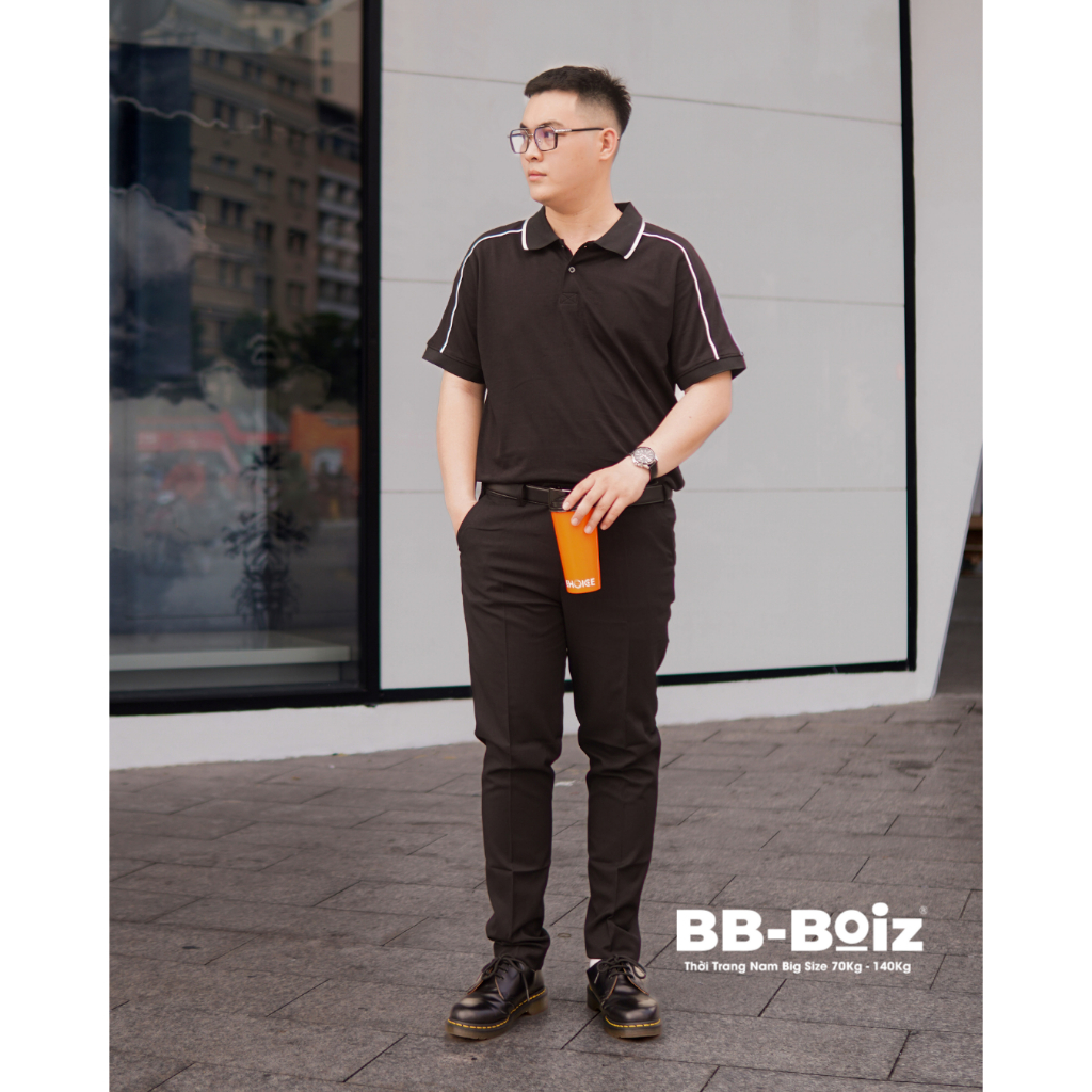 -  - Áo thun polo BB - Boiz nam chất cotton 2 chiều form bigsize 80kg - 130kg - 2 sọc viền vai