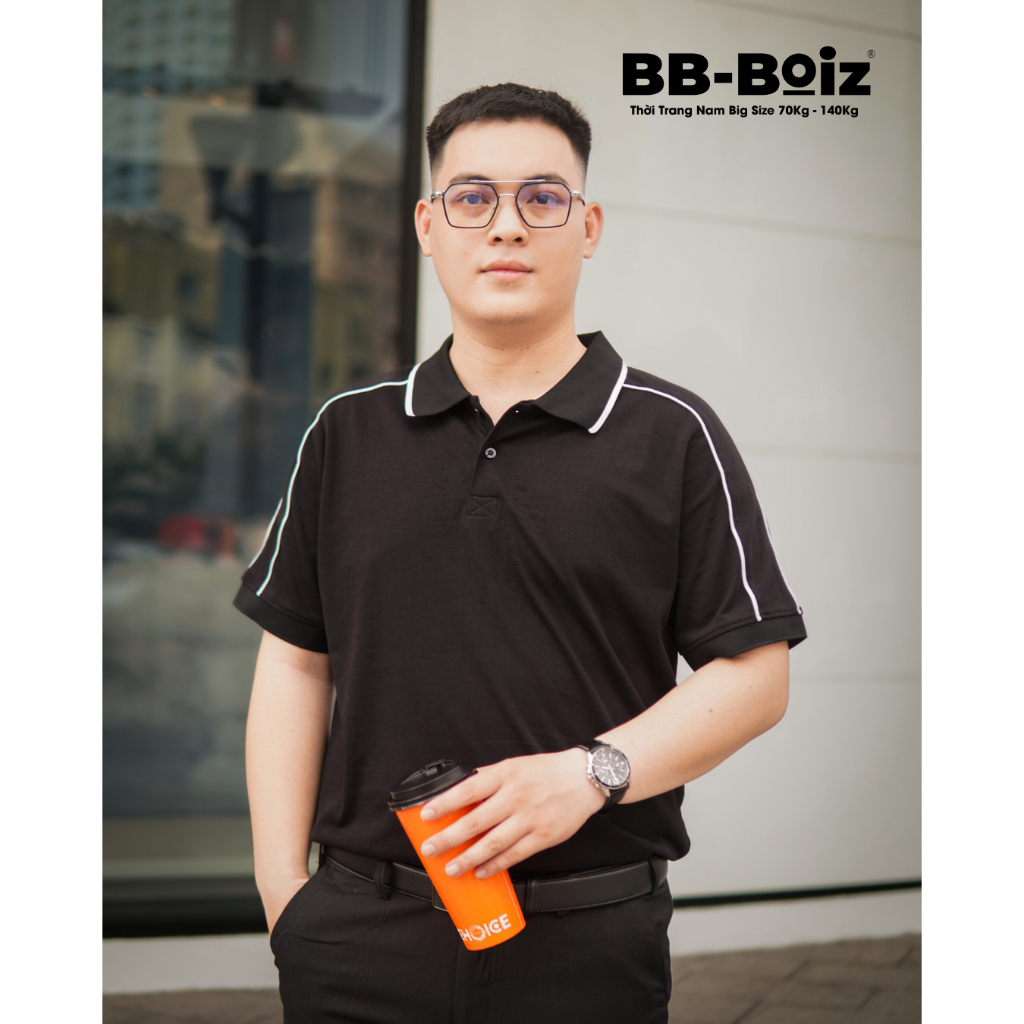 -  - Áo thun polo BB - Boiz nam chất cotton 2 chiều form bigsize 80kg - 130kg - 2 sọc viền vai