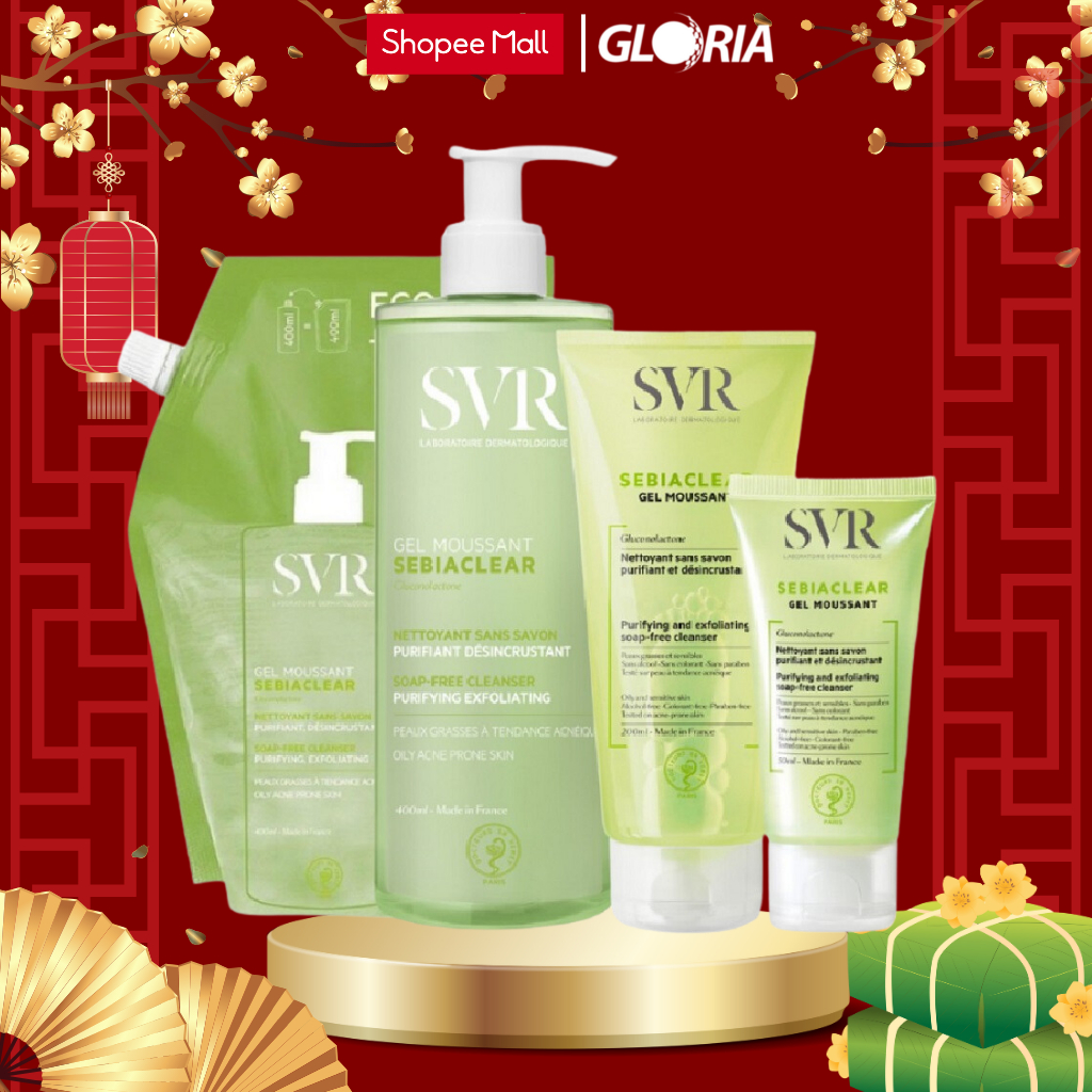Gel Rửa Mặt Không Có Xà Phòng, Làm Sạch Và Loại Bỏ Tế Bào Da Chết Svr Sebiaclear Gel Moussant 55Ml - 200Ml - 400Ml