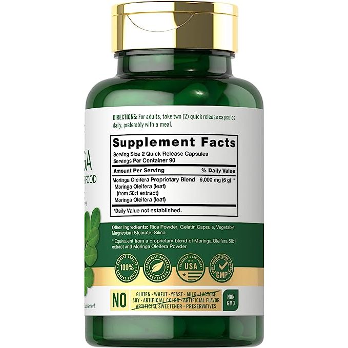 Carlyle Moringa 6000mg - Viên uống chùm ngây chống oxy hóa, sức khoẻ tim mạch và miễn dịch 180 viên