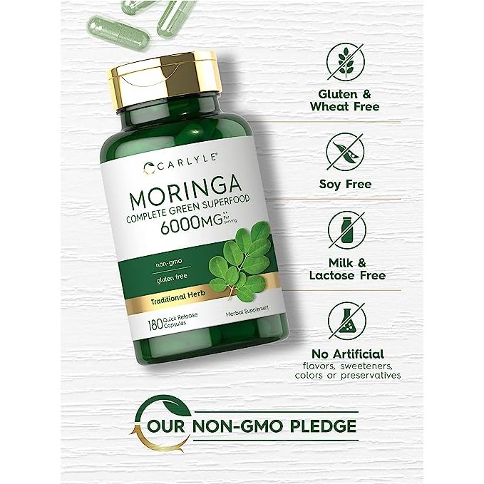 Carlyle Moringa 6000mg - Viên uống chùm ngây chống oxy hóa, sức khoẻ tim mạch và miễn dịch 180 viên
