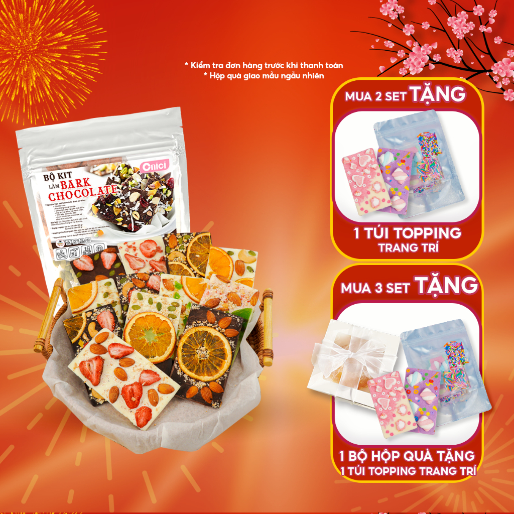 SET TỰ LÀM CHOCOLATE BARK 60 VIÊN THÀNH PHẨM