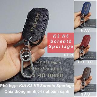 Bao da móc khoá bọc ốp chìa khoá xe ô tô KIA K3 K5 Sportage Sorento da bò nhiều màu KIA13