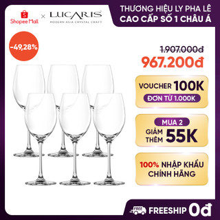 Bộ 6 ly uống rượu vang đỏ pha lê cao cấp lucaris cabernet 470ml nhập khẩu chính hãng độ bền cao - bangkok s01cb17