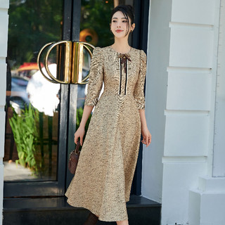 Đầm Charmilles tay lỡ dáng xòe Nâu vàng 24MD096NV