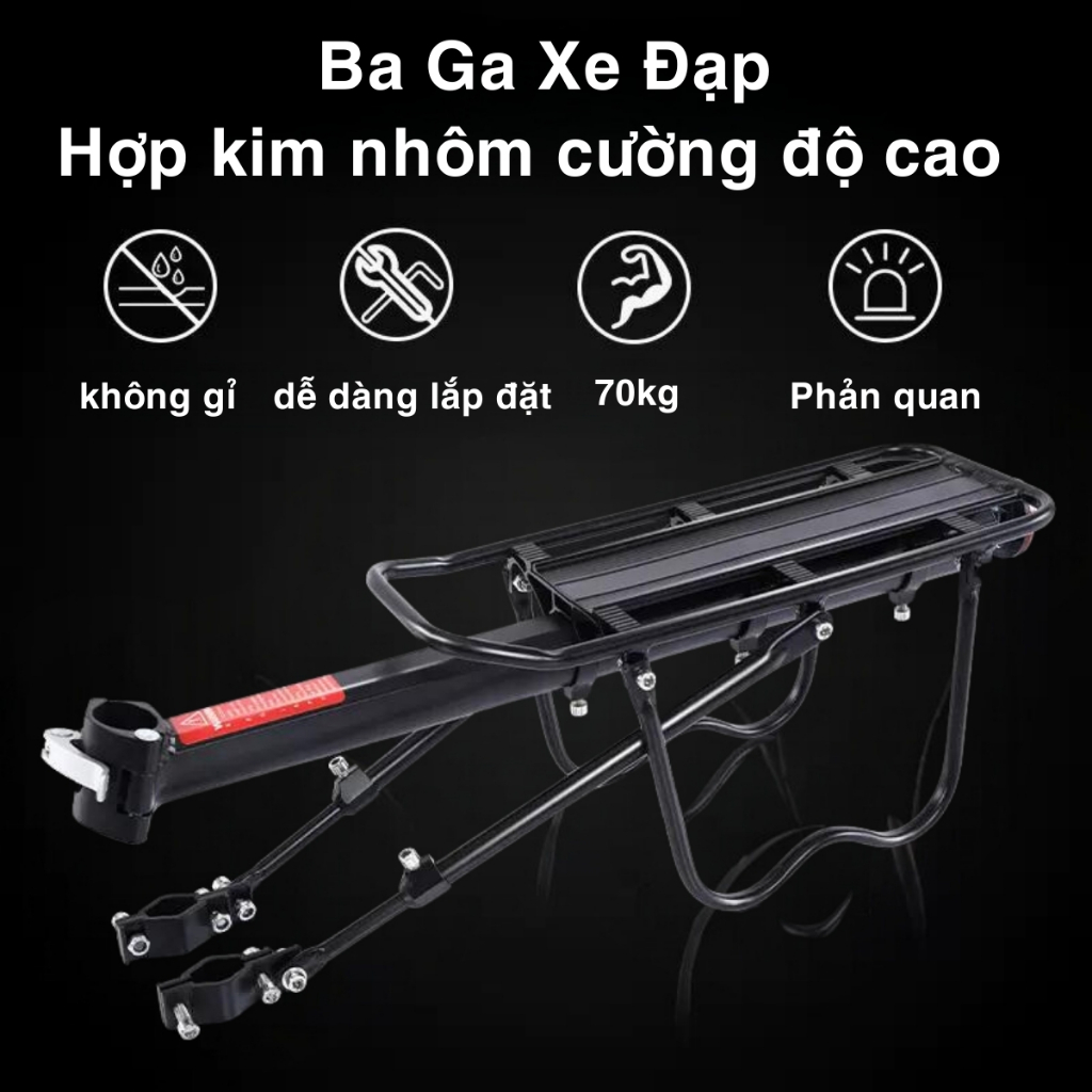 Gác Baga Xe Đạp Thể Thao Chất Liệu Hợp Kim Nhôm Không Gỉ, BaGa Xe Đạp Tải Trọng 50KG Bảo Hành 90 Ngày