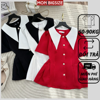 Áo bigsize nữ kiểu cổ nhọn 3 màu sang chảnh MON big size 50 - 90kg
