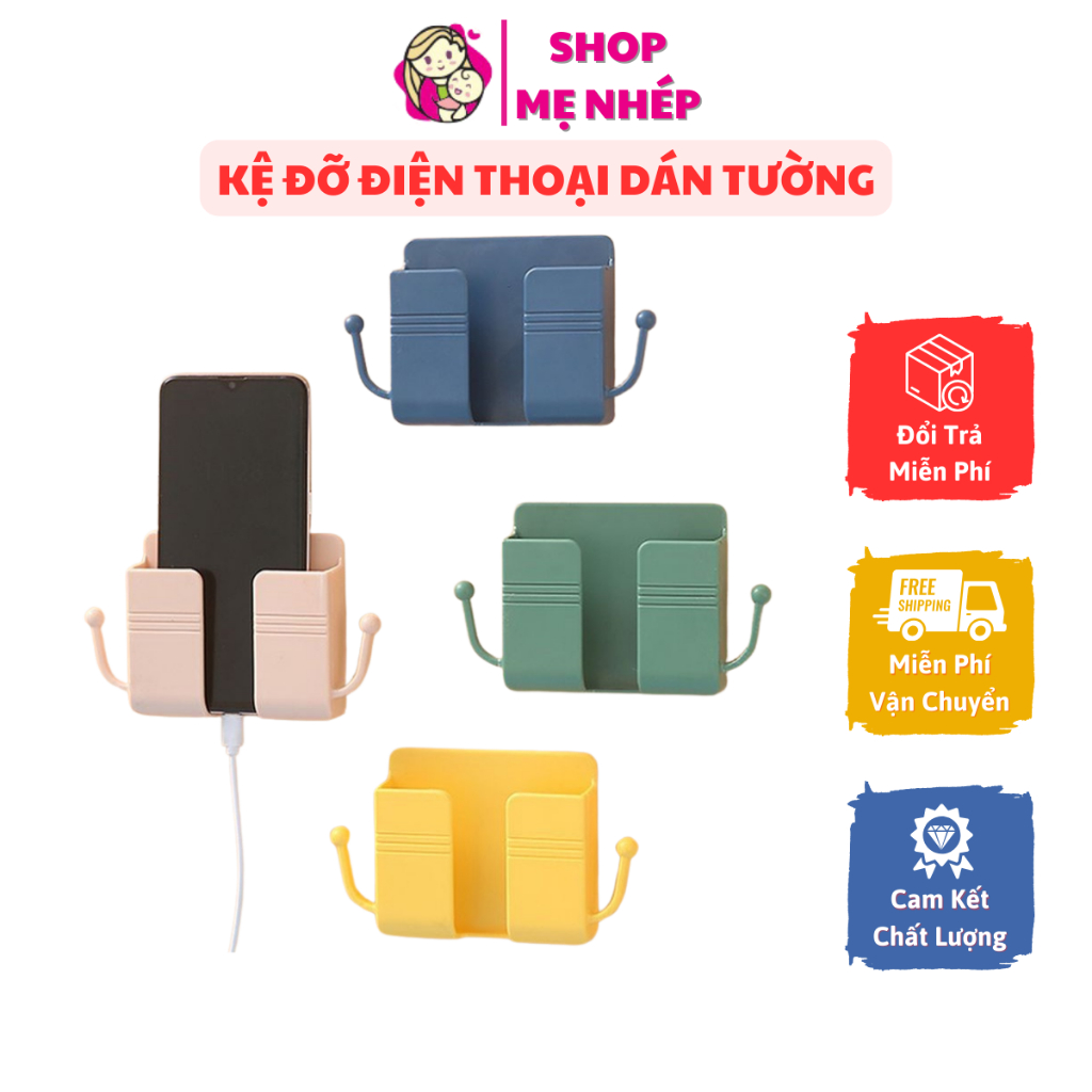 Kệ Dán Tường Có Tai Dể Remote, Đồ Dùng, Giá Đỡ Sạc Điện Thoại, Có Móc Treo Chìa Khóa, Dây Sạc (Cao Cấp)