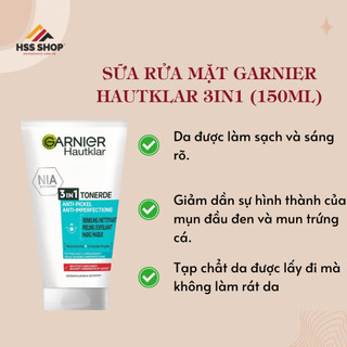 Sữa rửa mặt garnier hautklar 3in1 - hss shop