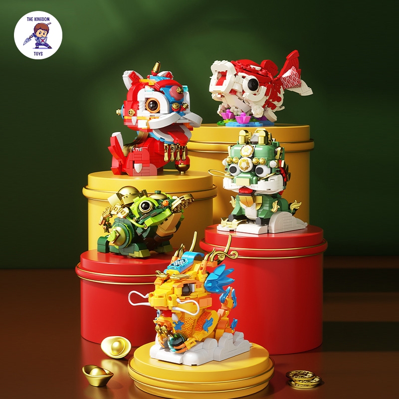 Đồ Chơi Lắp Ráp Linh Vật Kỳ Lân / Tỳ Hưu / Rồng / Cóc Thần Tài / Cá Chép Mô Hình Trang Trí Ngày Tết Phong Thủy Jaki