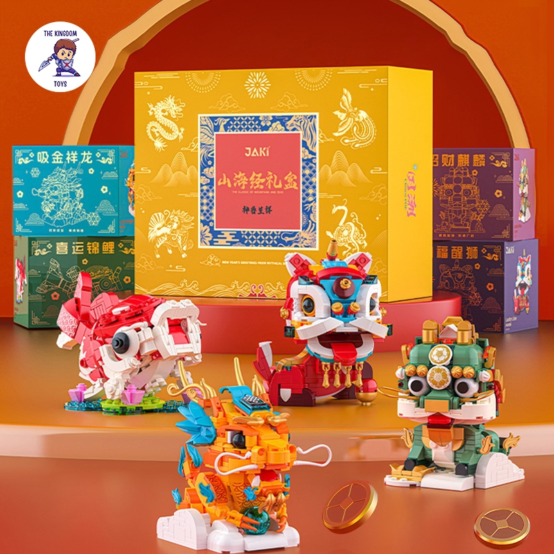 Đồ Chơi Lắp Ráp Linh Vật Kỳ Lân / Tỳ Hưu / Rồng / Cóc Thần Tài / Cá Chép Mô Hình Trang Trí Ngày Tết Phong Thủy Jaki