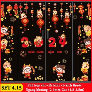 Decal dán kính tết 2024 Decal tết- tổng hợp đủ mẫu