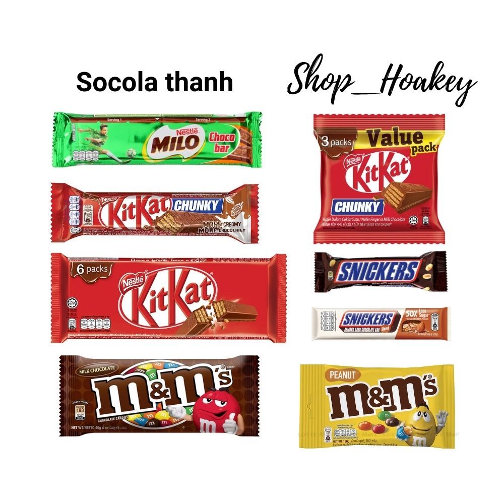 Socola thanh Kitkat,Milo,Snicker,M&M