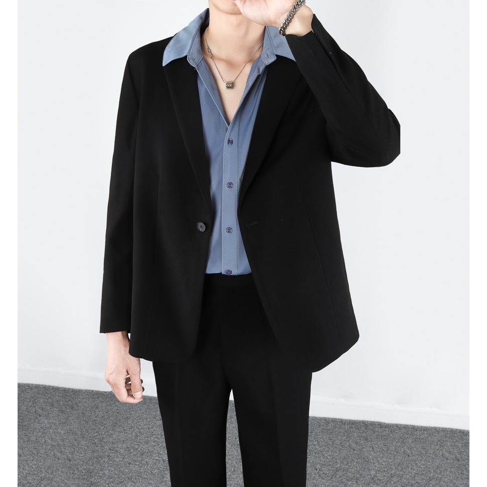 Áo vest nam hàn quốc trẻ trung , áo blazer nam form rộng cao cấp , vải chéo dày may kĩ có đệm cầu vai dáng chuẩn đẹp