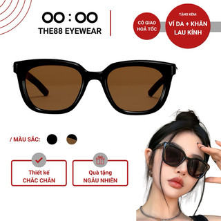 Kính mát thời trang nam nữ THE88 dáng oval thiết kế bo tròn đính kim loại sắc sảo xu hướng hiện đại chống tia UV400 KM52