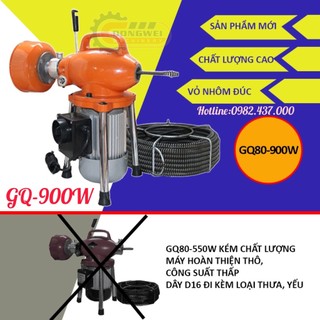 Máy thông cống gq 80-900w kèm 2 loại dây phi 8 - 16mm