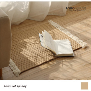 LOHO Thảm lót sàn sợi đay phong cách vintage Nhật Bản dày dặn, chống trơn trượt