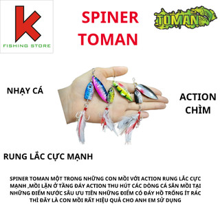 Mồi câu lure spiner Toman 14g Chuyên cào đáy nước sâu Action rung lắc cực mạnh Câu cá lóc cá chẽm