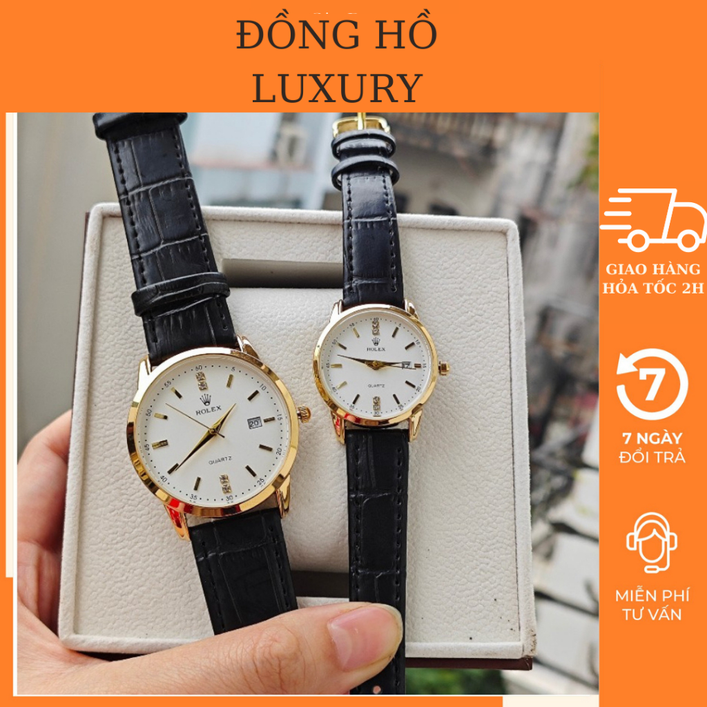 Đồng Hồ Nam , nữ dây da Rolex 075A DÂY DA Mặt TRẮNG Chống Xước, Chống Nước