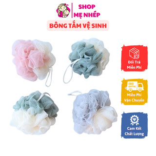 Bông tắm tròn vệ sinh cơ thể có dây treo tiện dụng (màu ngẫu nhiên)
