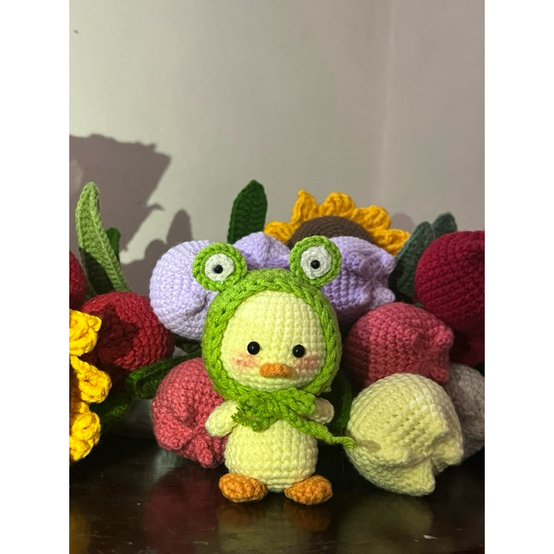 (CÓ SẴN) Móc khoá vịt đội mũ ếch cute, vô tri