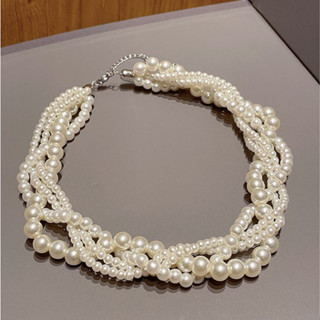 Vòng cổ ngọc đa lớp, vòng xoắn 4 Lớp Ngọc trai nhân tạo siêu sang đẹp VCX172