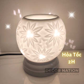 Đèn Xông Tinh Dầu Điện 100% Gốm Sứ Bát Tràng Thấu Quang | Đèn Ngủ