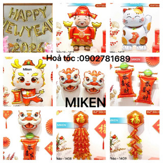 🧧Bóng trang trí Tết ,HAPPY NEW YEAR 2024,bóng Thần Tài , bóng Mèo , bóng đầu lân , phụ kiện bóng sinh nhật.